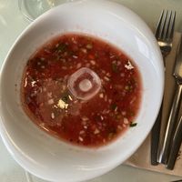 Watermelon soup at Organi Chiado in Lisbon