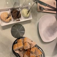 Pates with rice bread  at Organi Chiado in Lisbon