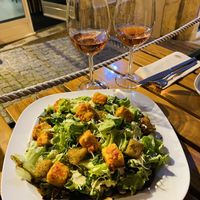 Vegan Caesar Salad with rice bread croutons and tofu!   at Organi Chiado in Lisbon