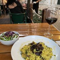 Risotto with three kinds of mushrooms, side salad with pomegranate seeds  at Organi Chiado in Lisbon