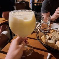 Enormous fresh piña colada at Organi Chiado in Lisbon