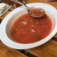 Tomato and watermelon soup  at Organi Chiado in Lisbon