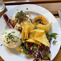 Vegan Burger Dish. Interesting combination of flavours   at Organi Chiado in Lisbon