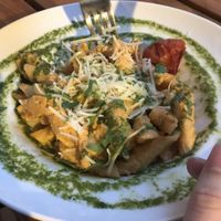 Penne with pesto  at Organi Chiado in Lisbon