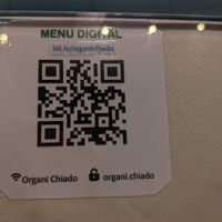 QR code to open the menu.  at Organi Chiado in Lisbon