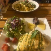 Lasagna and penne   at Organi Chiado in Lisbon