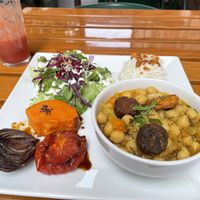 Chickpeas stew with veggies and rice  at Organi Chiado in Lisbon
