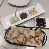 Trio of dips and bread at Organi Chiado in Lisbon
