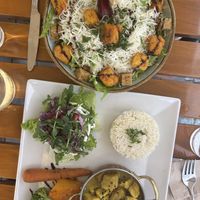 Caesar salad and Thai tofu   at Organi Chiado in Lisbon