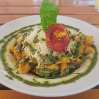 Penne Rigate with pesto and cheese at Organi Chiado in Lisbon