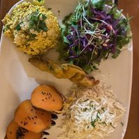 Mixed tofu with salad, rice and sweet potato. (Tofu espiritual) at Organi Chiado in Lisbon