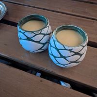Complementary Mango Lassi  at Organi Chiado in Lisbon