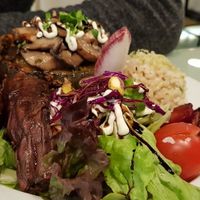 Pumpking with mushrooms feeling with Cooked vegetables at Organi Chiado in Lisbon