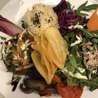 Vegan burger that wasn’t a burger  at Organi Chiado in Lisbon