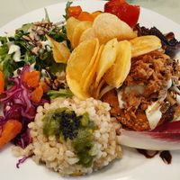 Chickpea burger at Organi Chiado in Lisbon