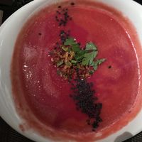Beetroot soup at Organi Chiado in Lisbon