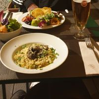 Risotto and burger - menu changes daily at Organi Chiado in Lisbon