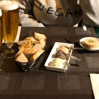 Homemade cheese, different dips with brilliant bread at Organi Chiado in Lisbon