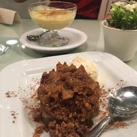 Apple crumble and rice pudding  at Organi Chiado in Lisbon