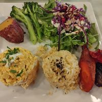 Versión con tofu de un plato típico de bacalhao at Organi Chiado in Lisbon