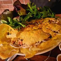 Turmeric and coconut crepe filled with bean sprouts at Hello Auntie in Marrickville