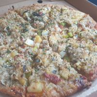 Vegan mock chickn satay at Mr Natural Vegetarian Pizza in St Kilda