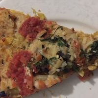 bezalya with vegan cheese at Mr Natural Vegetarian Pizza in St Kilda