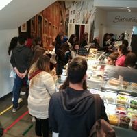 Lining up for food!  at Saladas+ in Aveiro