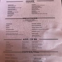 Menu at The Courtyard Juice and Fitness Center in St Croix