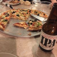 Vegetarian pizza with Daiya cheese.  at John's Restaurant in Rockford