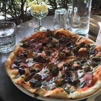 One of the pizzas (the real miss piggy) in the al fresco dining area at Chachi in Crows Nest