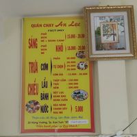 Menu at An Lac in Kon Tum
