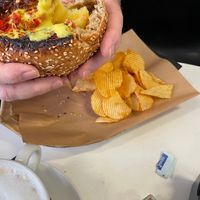 Vegan souvlaki “bagel” at Meraki Cafe in Volos