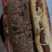 Vegan salami & vegan nuggets sandwiches   at Meraki Cafe in Volos