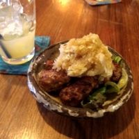 Fried tofu with ponzu sauce at Natural Food Village in Kyoto