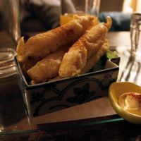 Fried tempeh at Natural Food Village in Kyoto