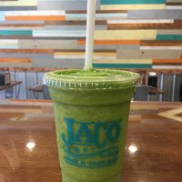 Spinach Coolata smoothie! ( fresh spinach, pineapple, banana, chia, coconut  shavings and agave! ) at Jaco Juice and Taco Bar in West Chester