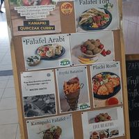 Menu at Falafel Zudi in Warsaw