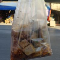 The bag, probably best to eat it on a plate. at Tue Kha & Fried Tofu - Food Stall in Chiang Rai