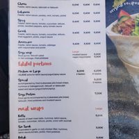 Menu at Falafel Taste Middle East in Thessaloniki