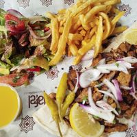 Vegan soya gyros portion at Falafel Taste Middle East in Thessaloniki