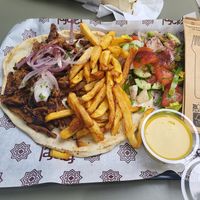 Soy gyros portion & falafel. at Falafel Taste Middle East in Thessaloniki