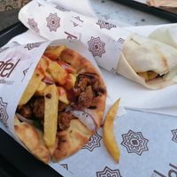 Soya Mayo Vegan Wrap (in the background) at Falafel Taste Middle East in Thessaloniki