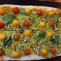 Pizza with avocado cheese at Las Gringas in Arequipa