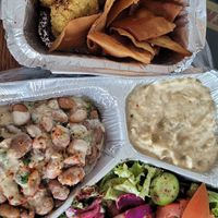 Babaganoush,falafel,salad and beans at Falafel Koy in Istanbul