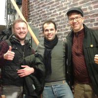 The owners welcoming their Canadian guest. at Falafel Koy in Istanbul
