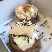 The Koekjeskoek and Lotus Cream roll. So good! 🍩 at Peas in Hasselt