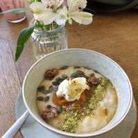 Rosemary apricot porridge  at Brochan in Edinburgh