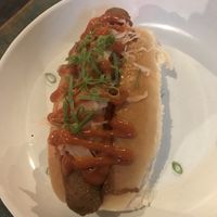 Brat hot dog  at Netherworld in Fortitude Valley