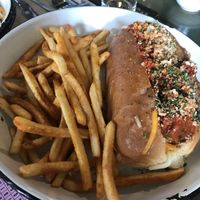 Loaded hot dog and fries   at Netherworld in Fortitude Valley